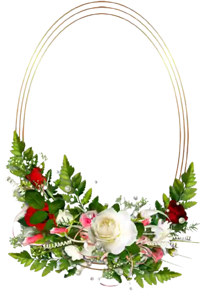 Oval Transparent Photo Frame With Flowers Oval Frame, - Flower Photo Frames Png