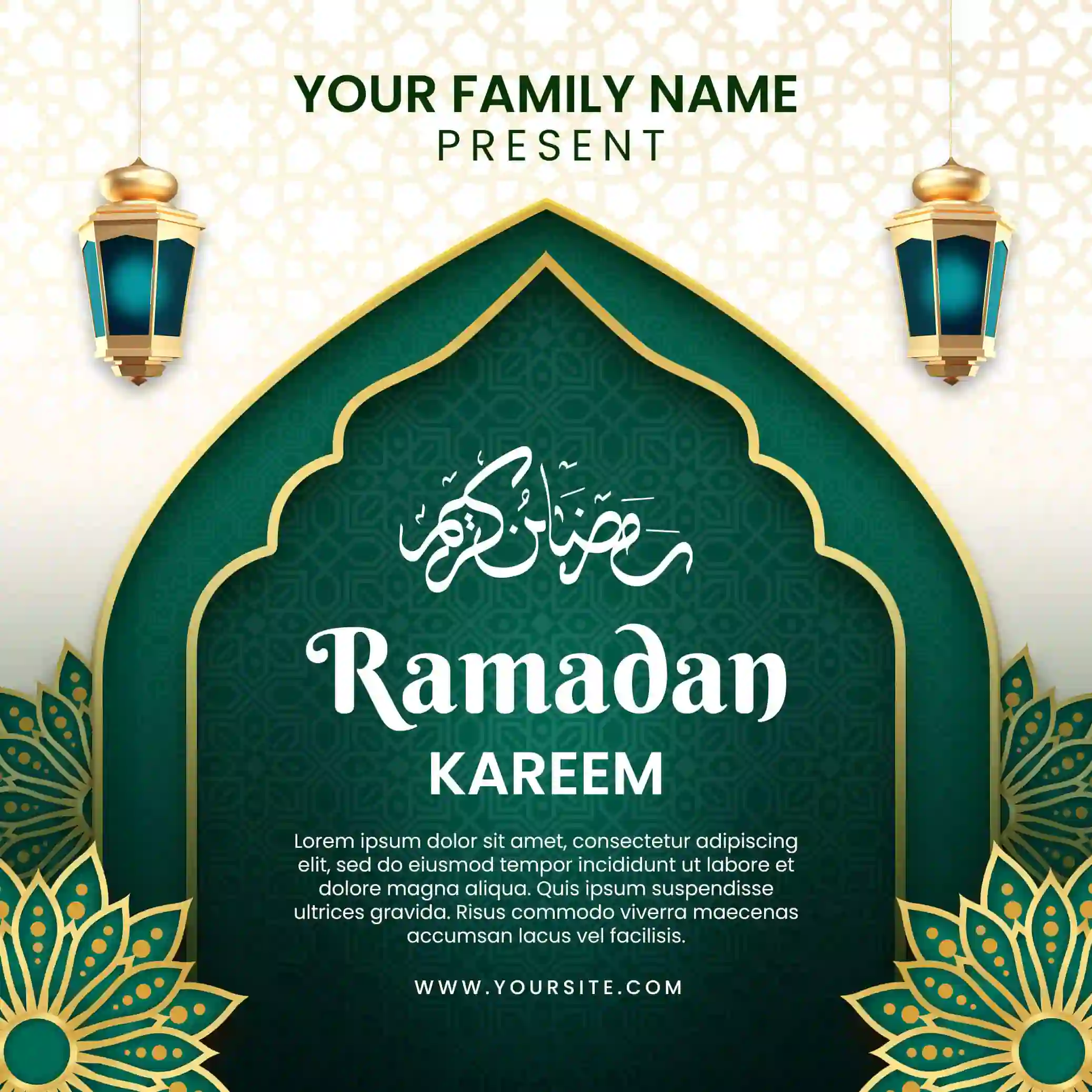 A Poster For Ramadan Kareem With A Green Background PSD - Widepik