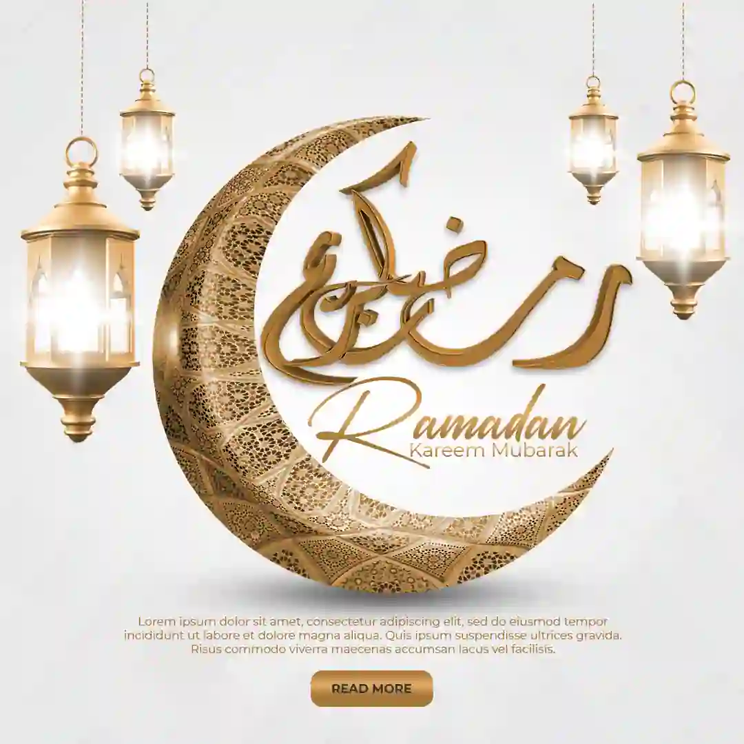 A Poster For Ramadan With a Crescent Moon And a Light On it - Widepik