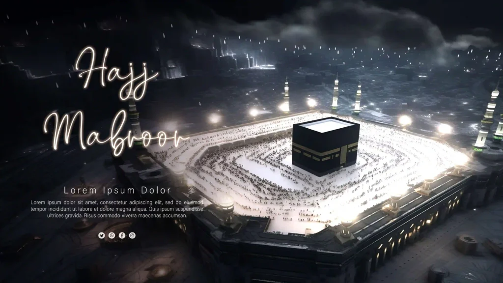 Hajj Background With Images Of Kaaba In Mecca PSD - Widepik