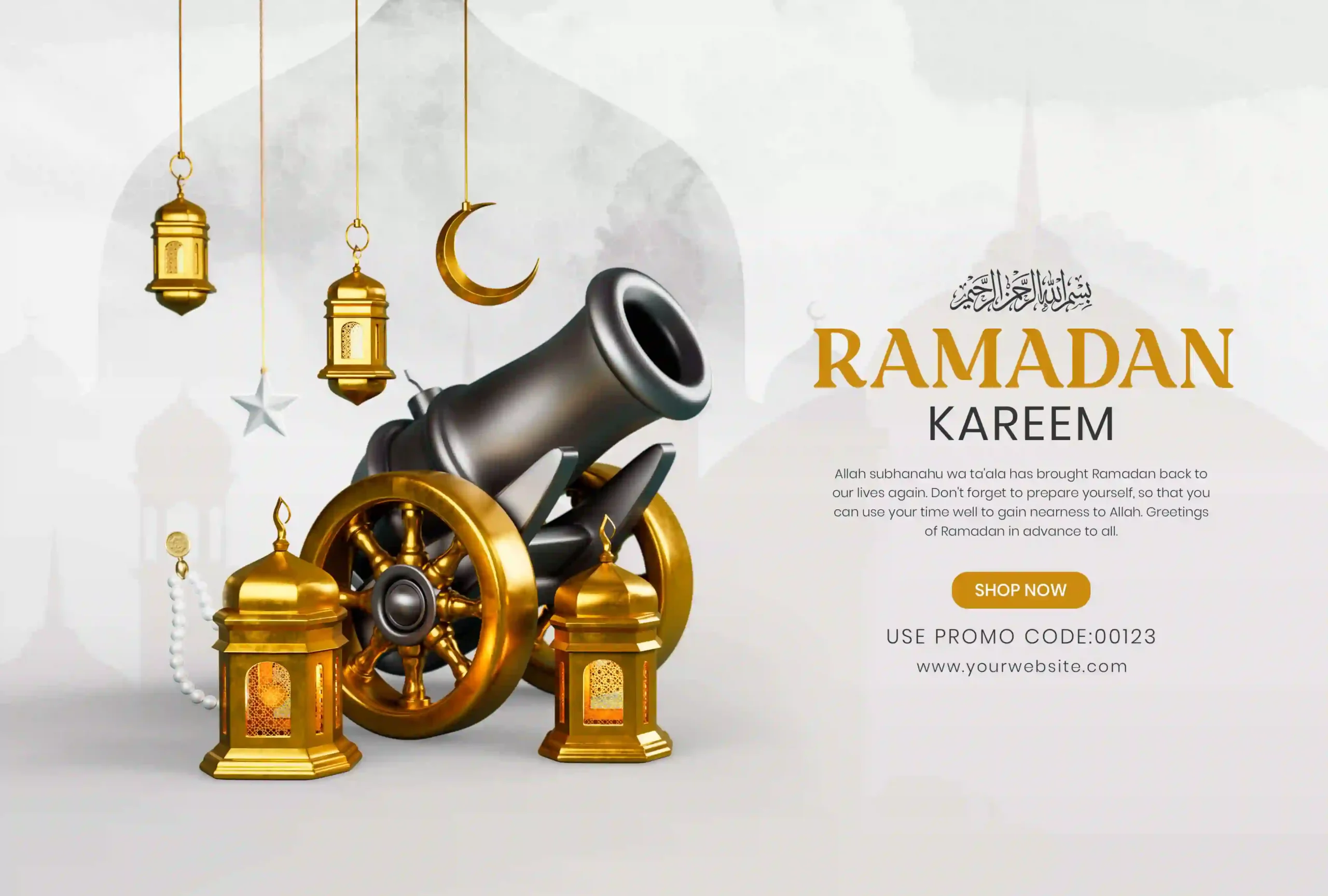 Ramadan Kareem 3d Social Media Banner Design Template PSD - Widepik