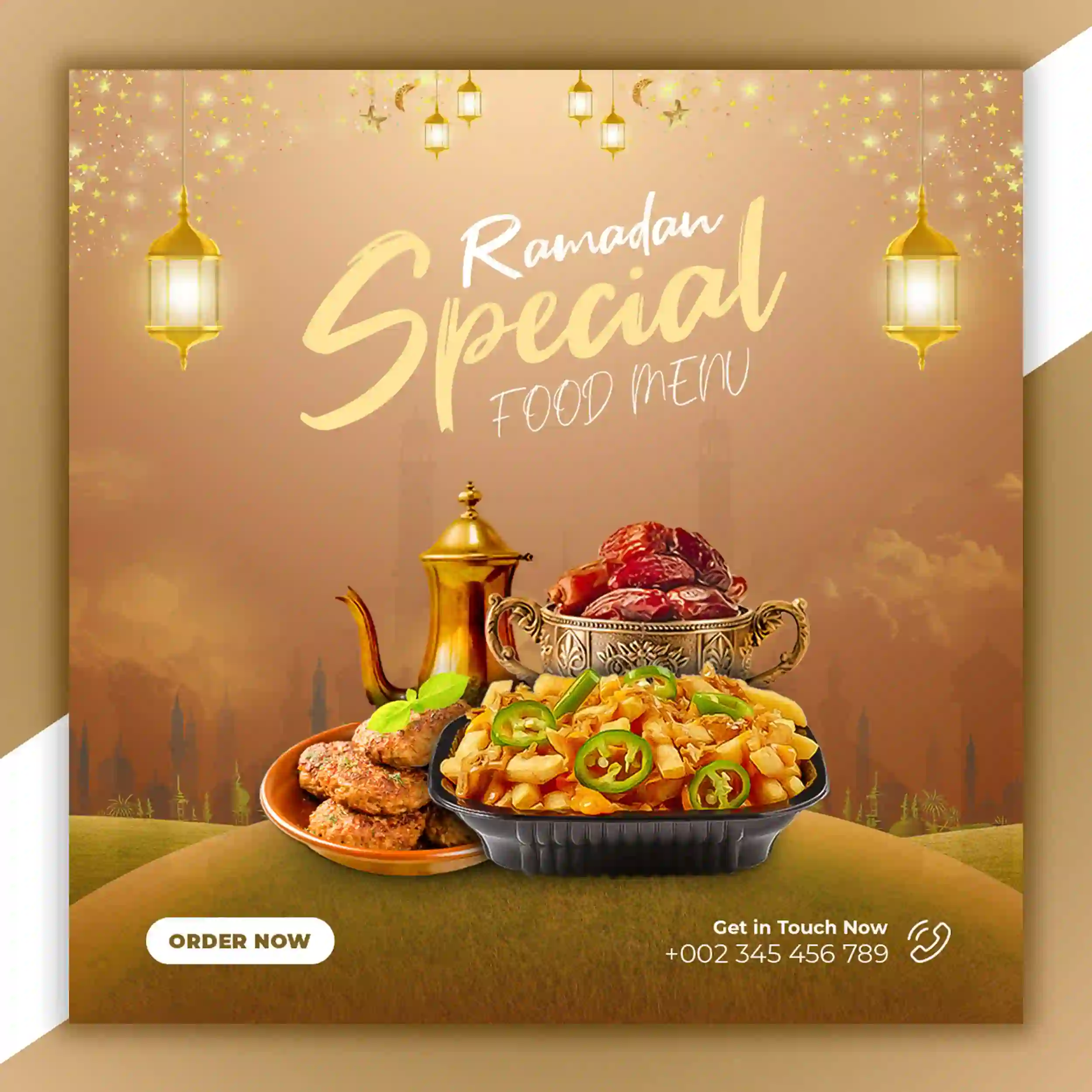 Ramadan Kareem Special Food Menu Social Media Post Template PSD - Widepik