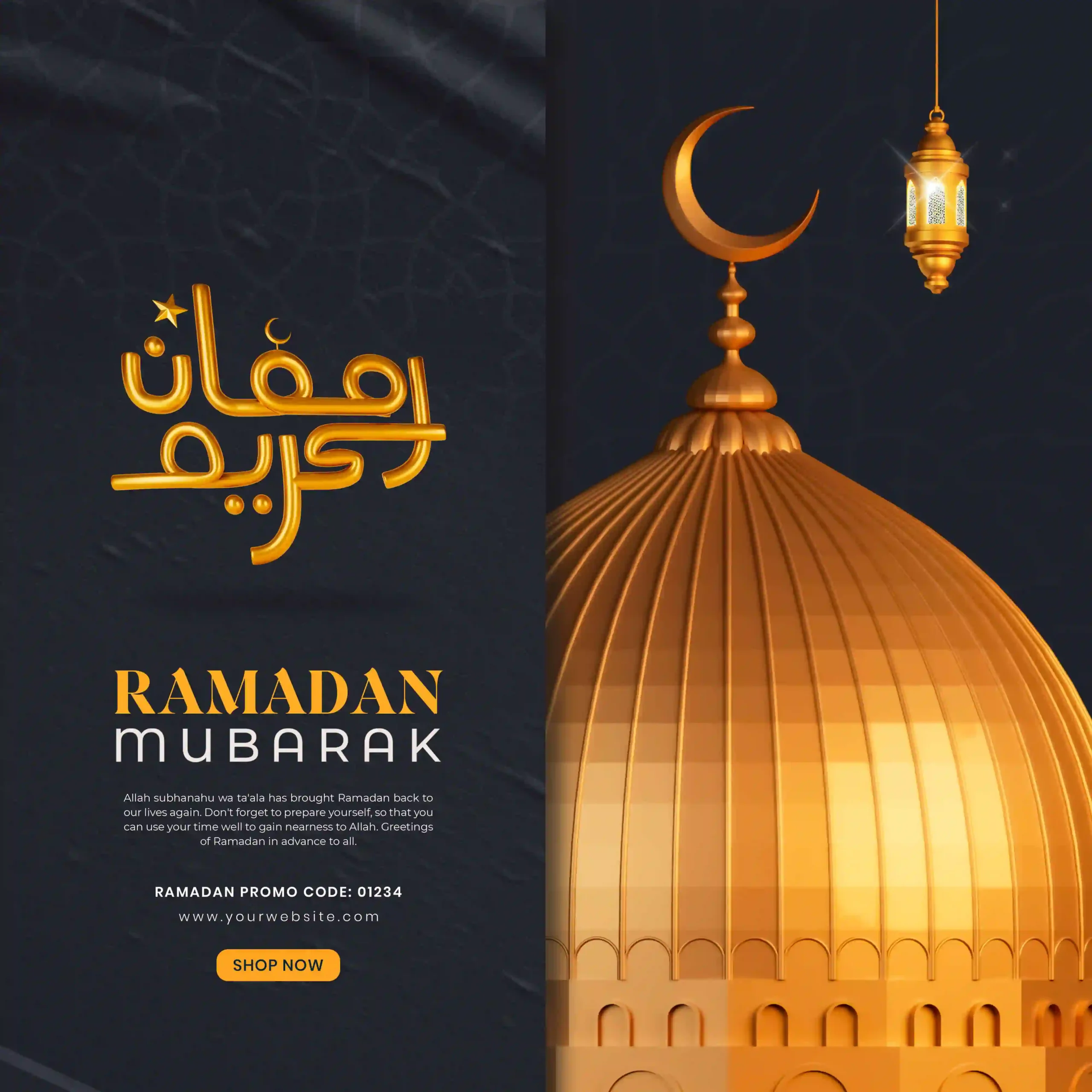 Ramadan Mubarak 3d Social Media Post Design Template PSD - Widepik