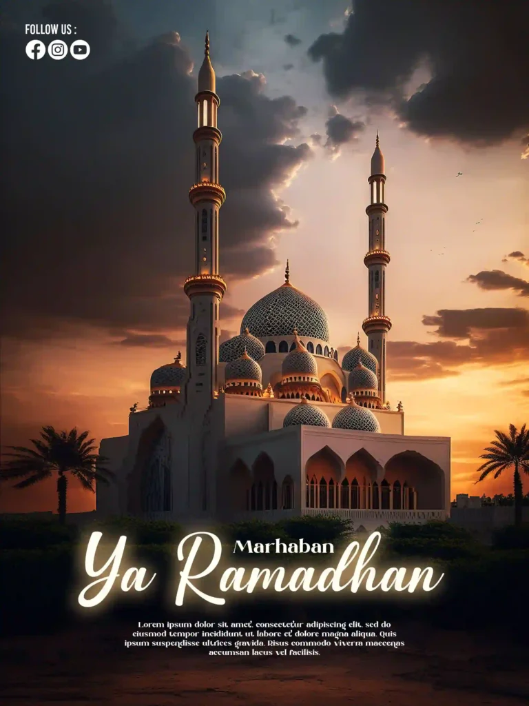 Ramadan Mubarak Poster With Photo Of Beautiful Mosque Psd - Widepi