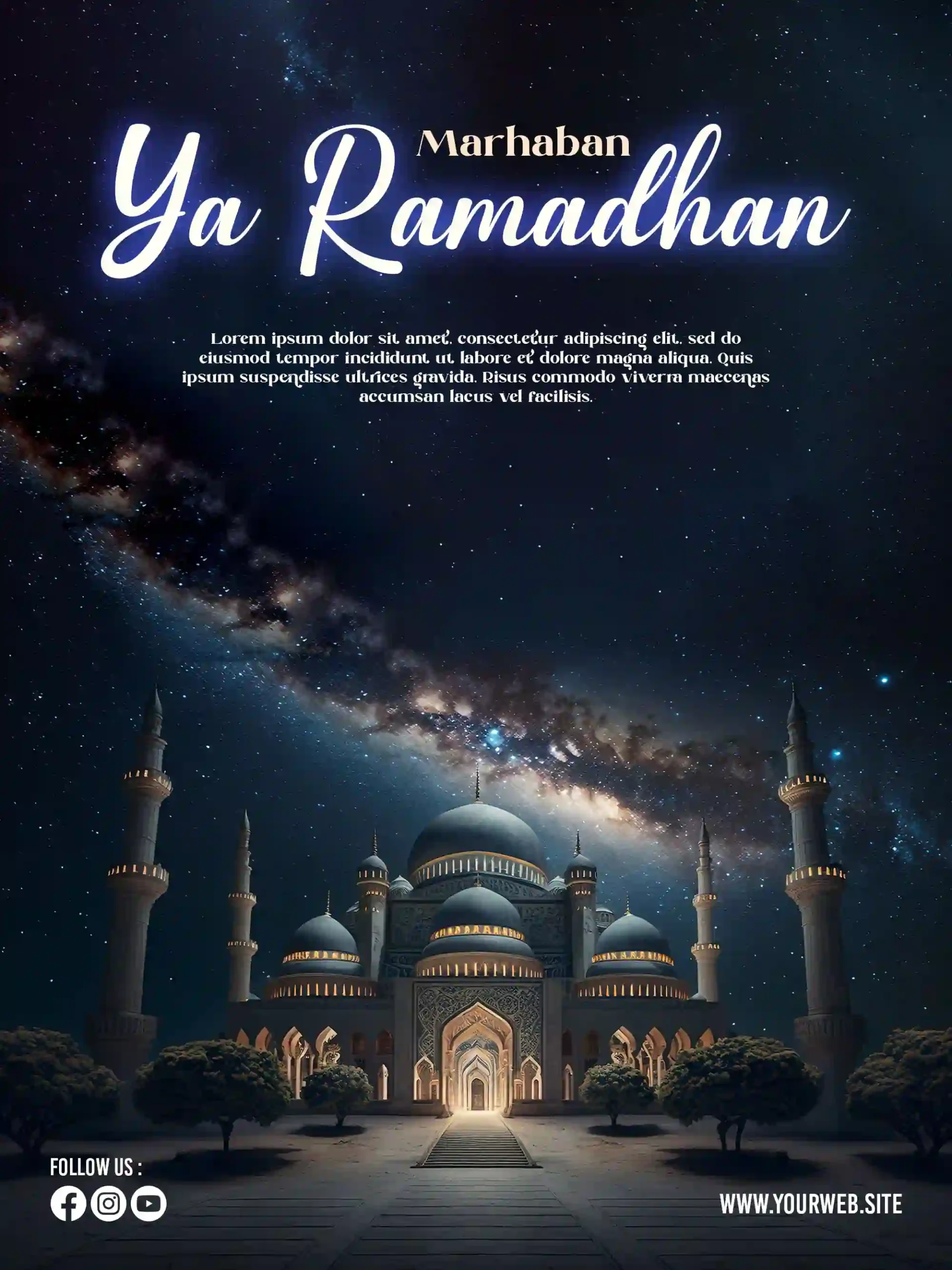 Ramadan Poster With Photo Of Beautiful Mosque Psd - Widepik