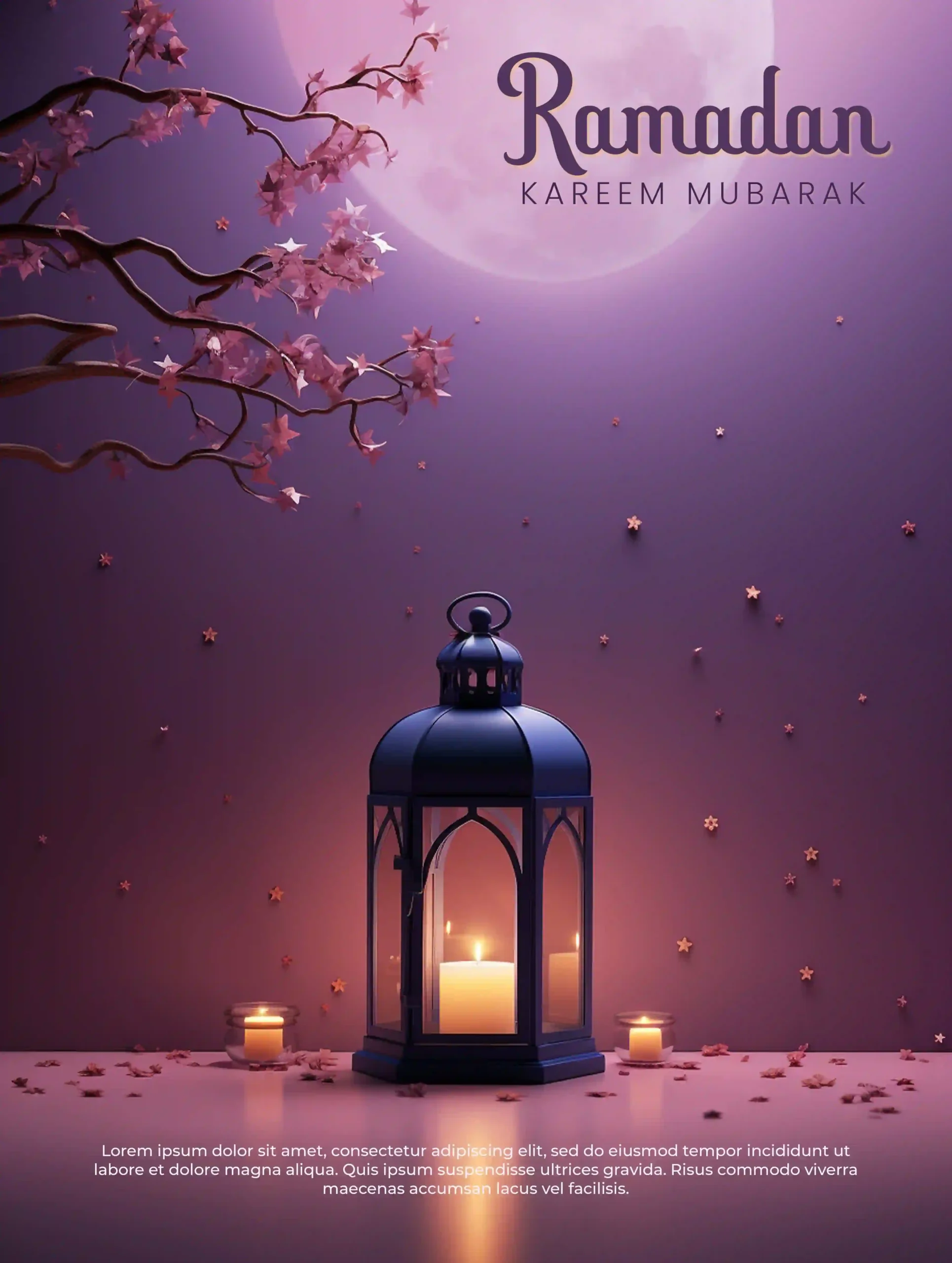 Ramadan Poster With Photo Of Beautiful Lantern Decoration PSD - Widepik