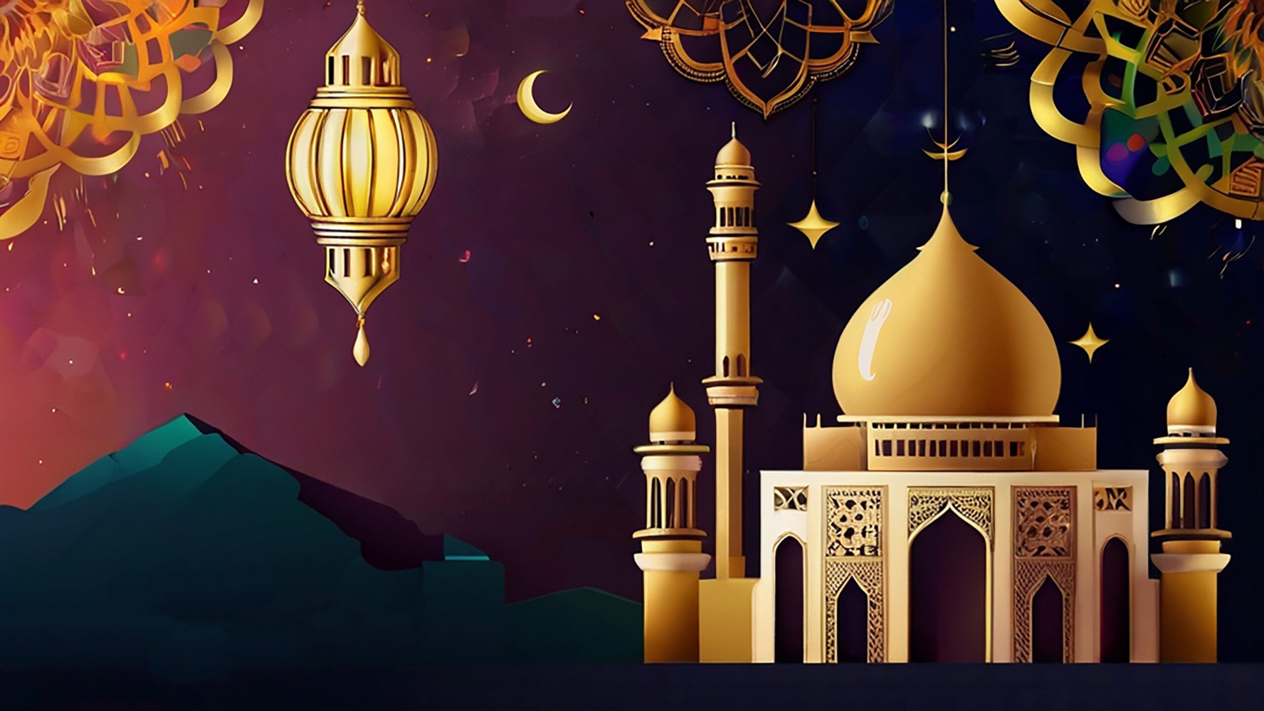 3D Cartoon Mosque Background