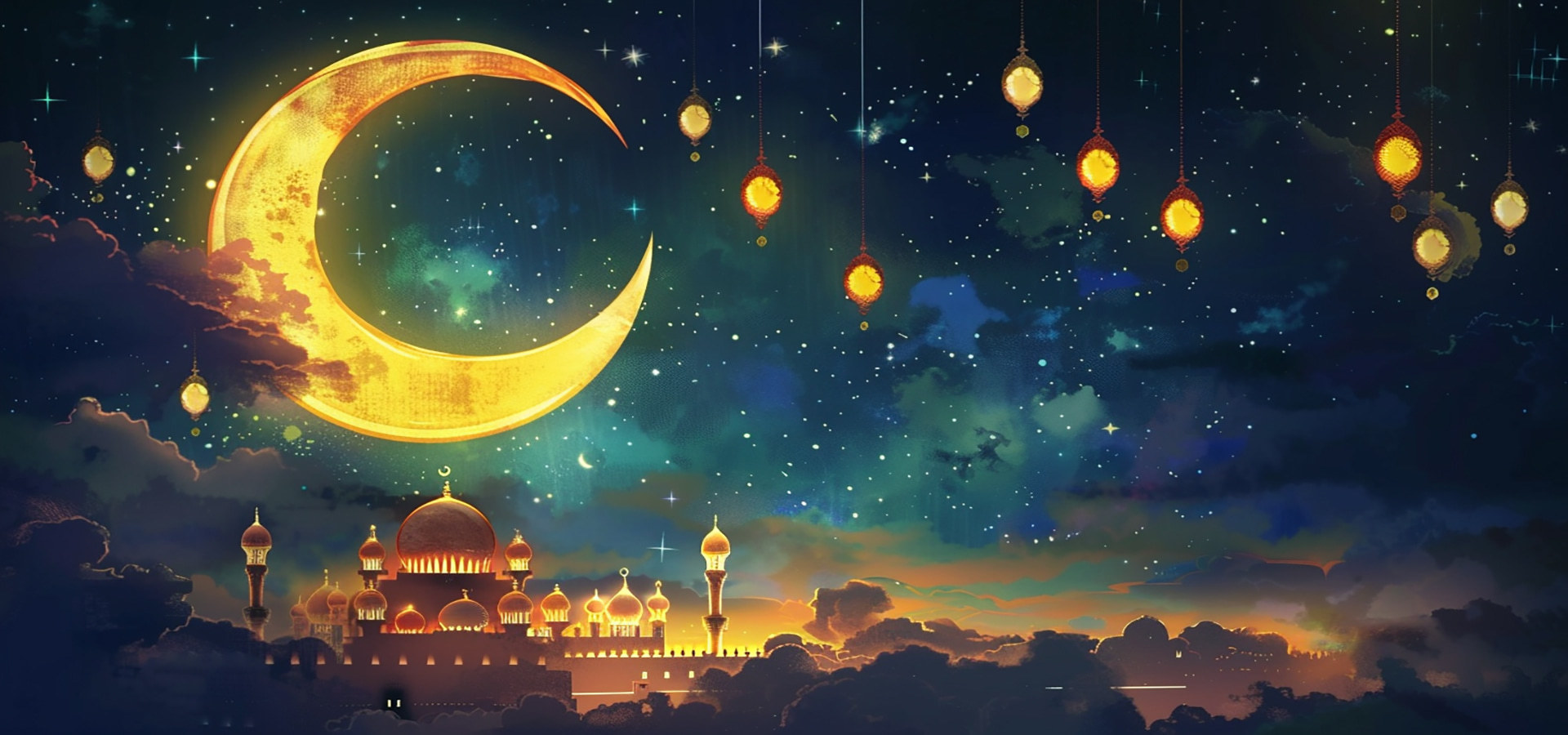 3D Ramadan Kareem Moon Islamic Background