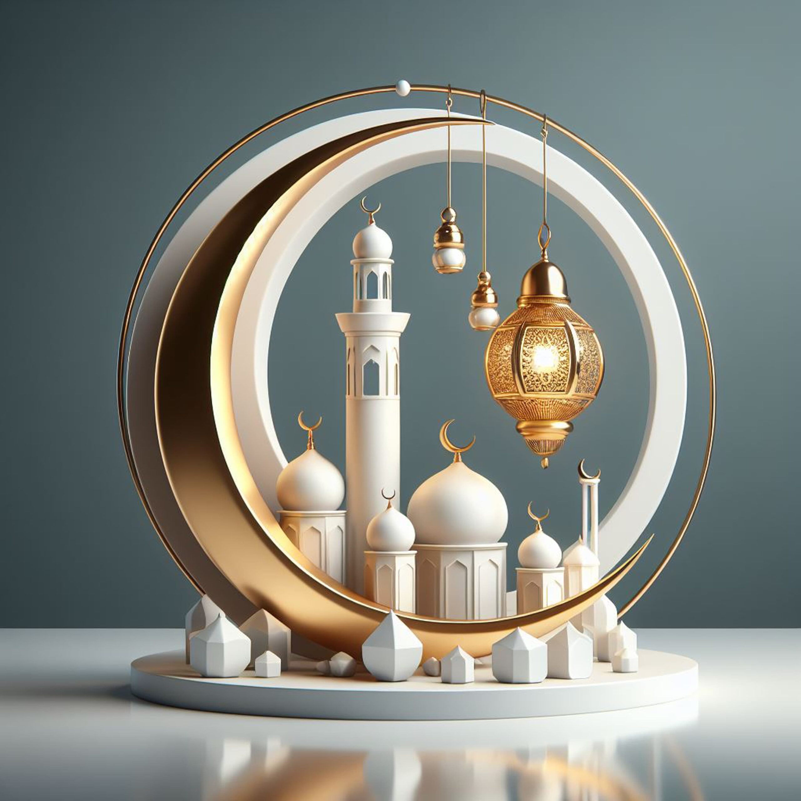 3D White Modern Islamic Background