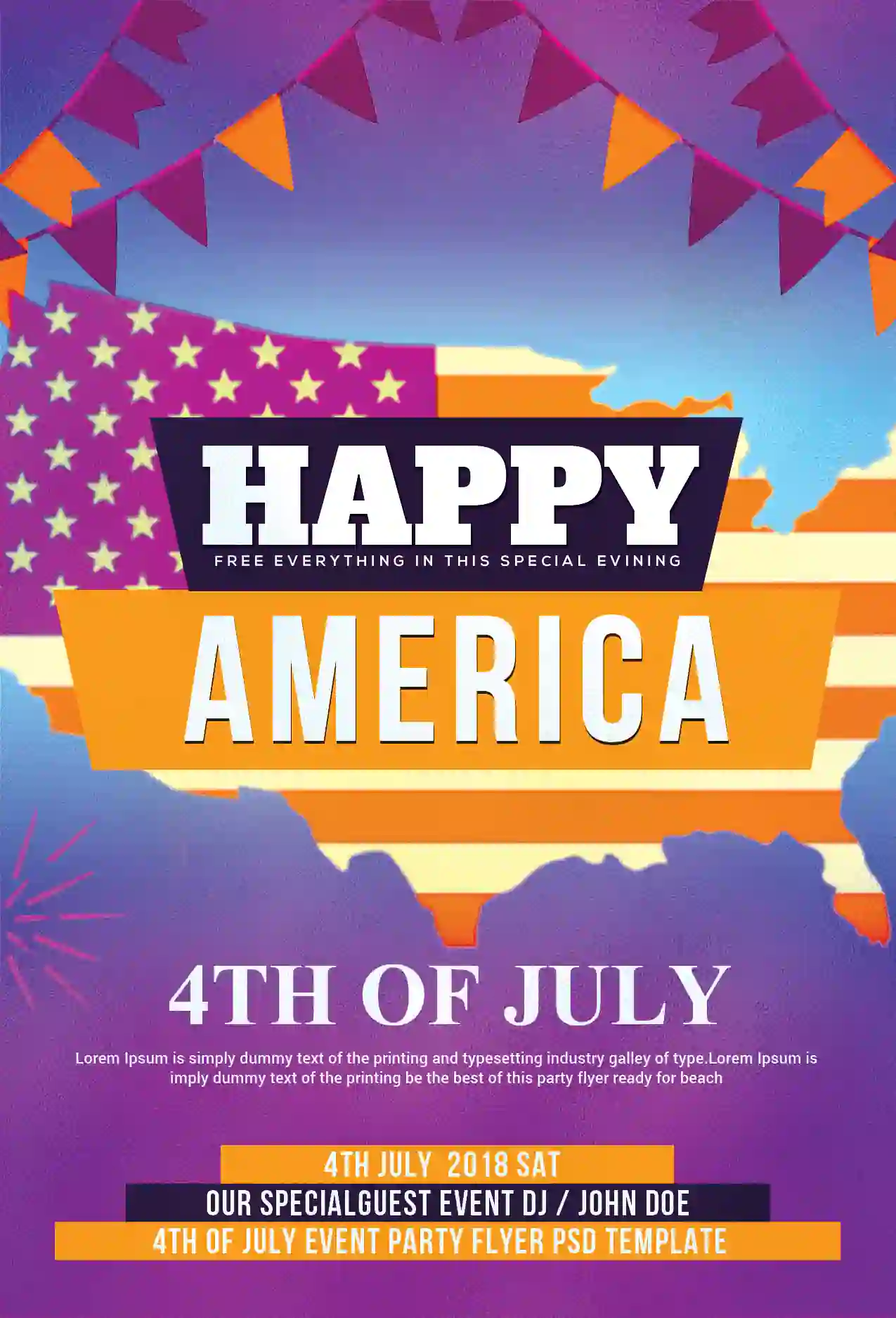 4th Of July Flyer Banner PSD Free Download
