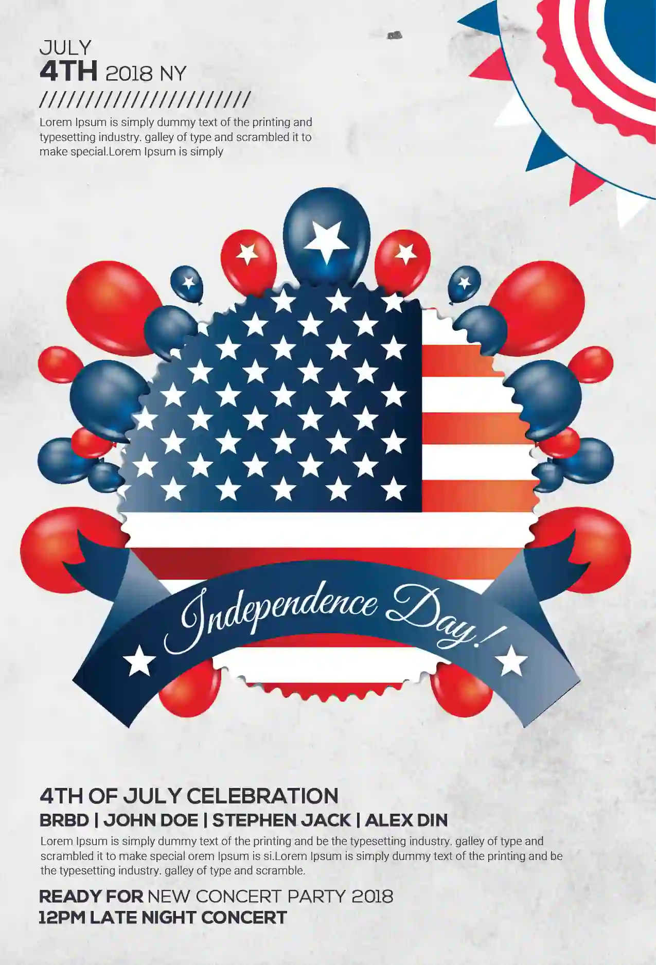4th Of July With Balloon Flyer Template PSD Free Download