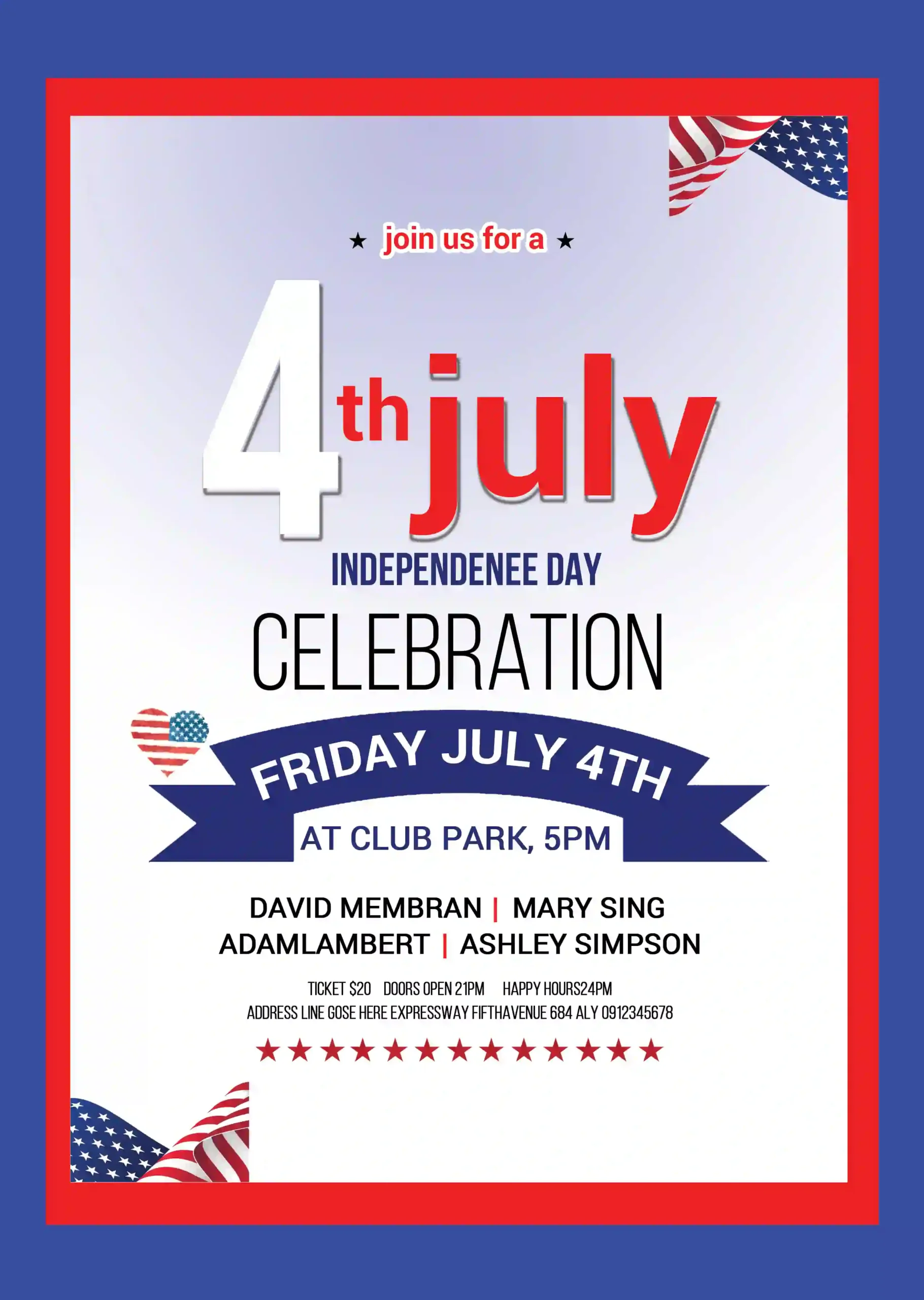 American Day 4th July Template PSD Free Download