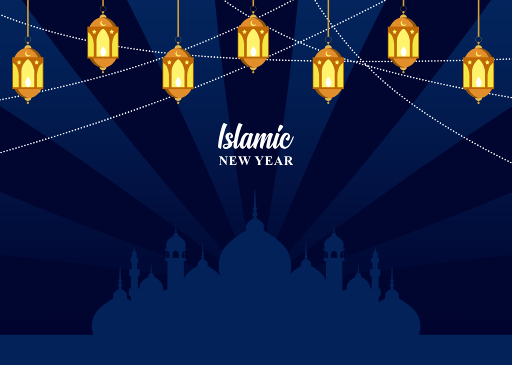 Arabic Lantern With Islamic New Year Background