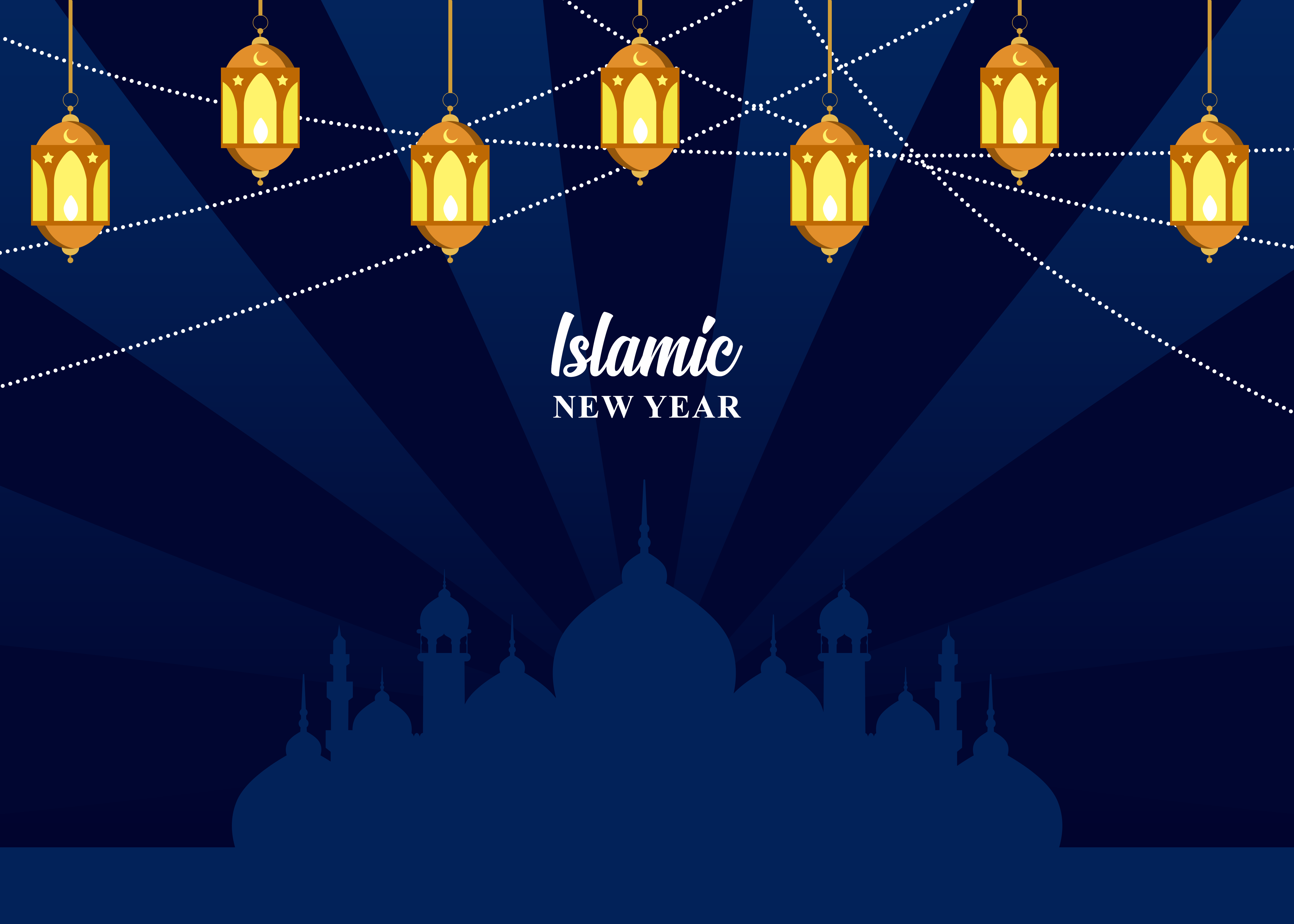 Arabic Lantern With Islamic New Year Background