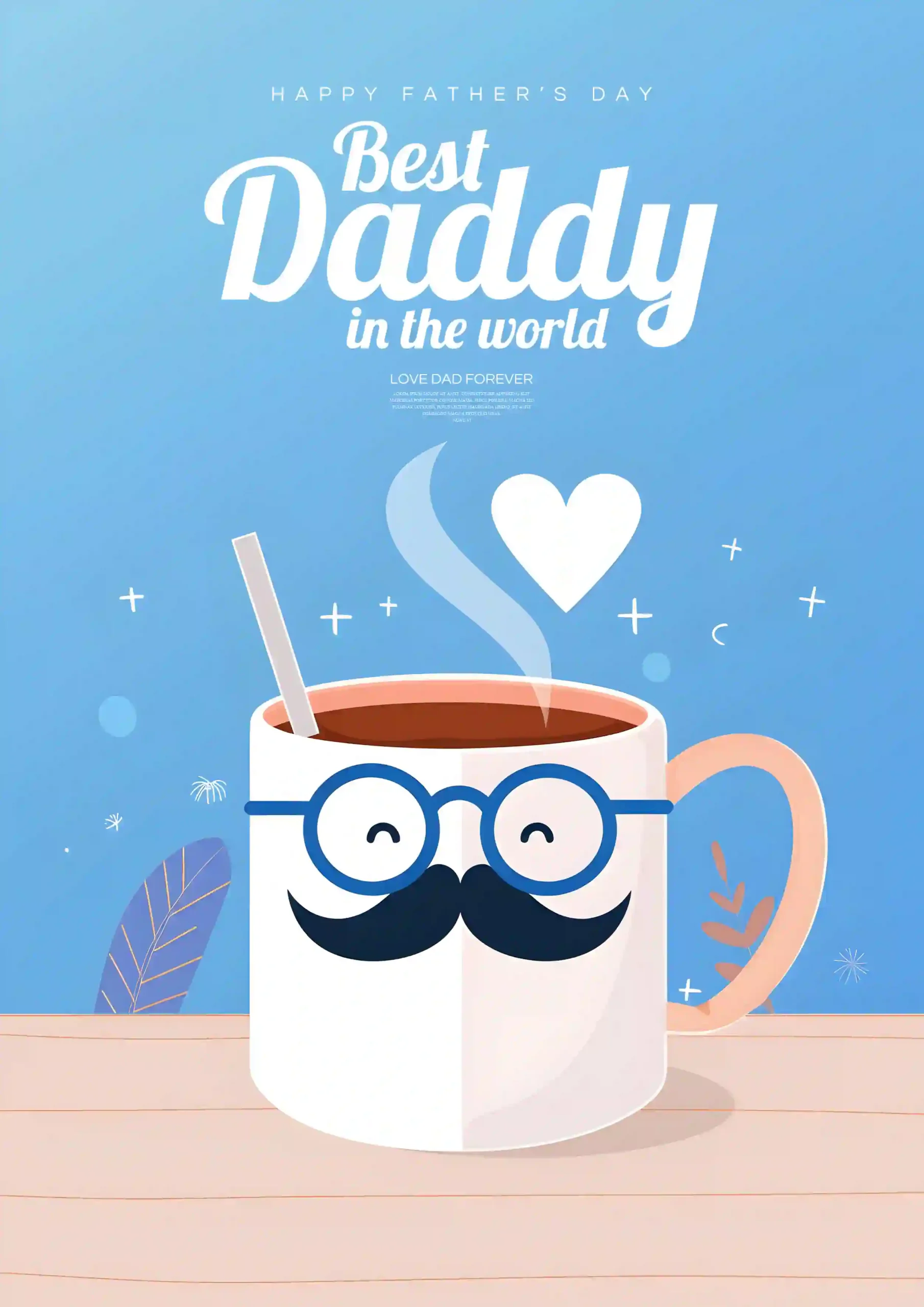 Cartoon Illustration Eyes Mug Coffee Fathers Day Wishes PSD Free Download