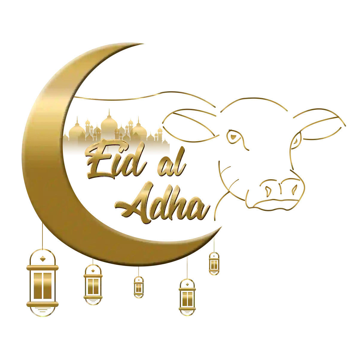 Eid Al Adha Gold Text PNG And PSD Free Download