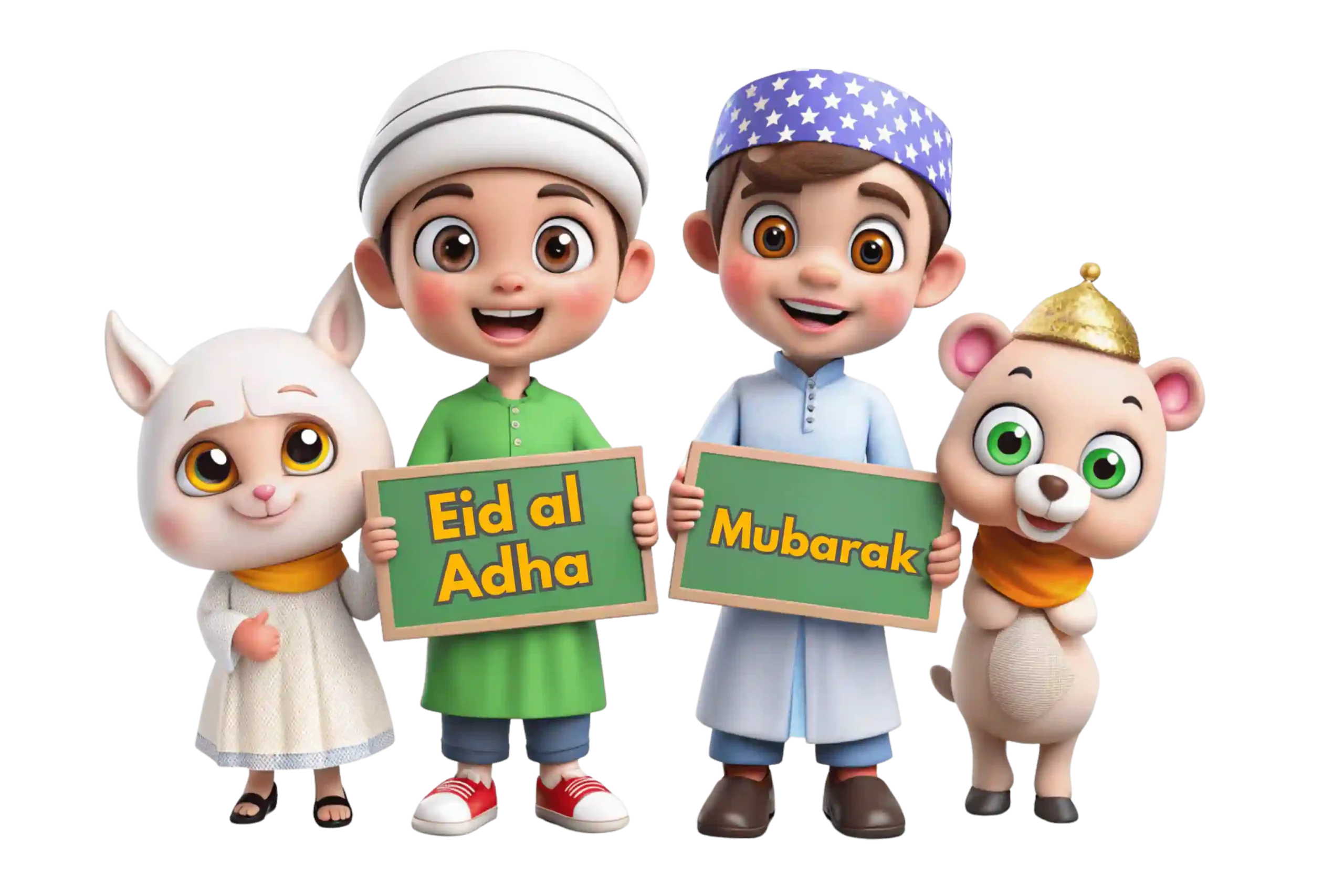 Eid Al Adha | 3D Cartoon Muslim Boys