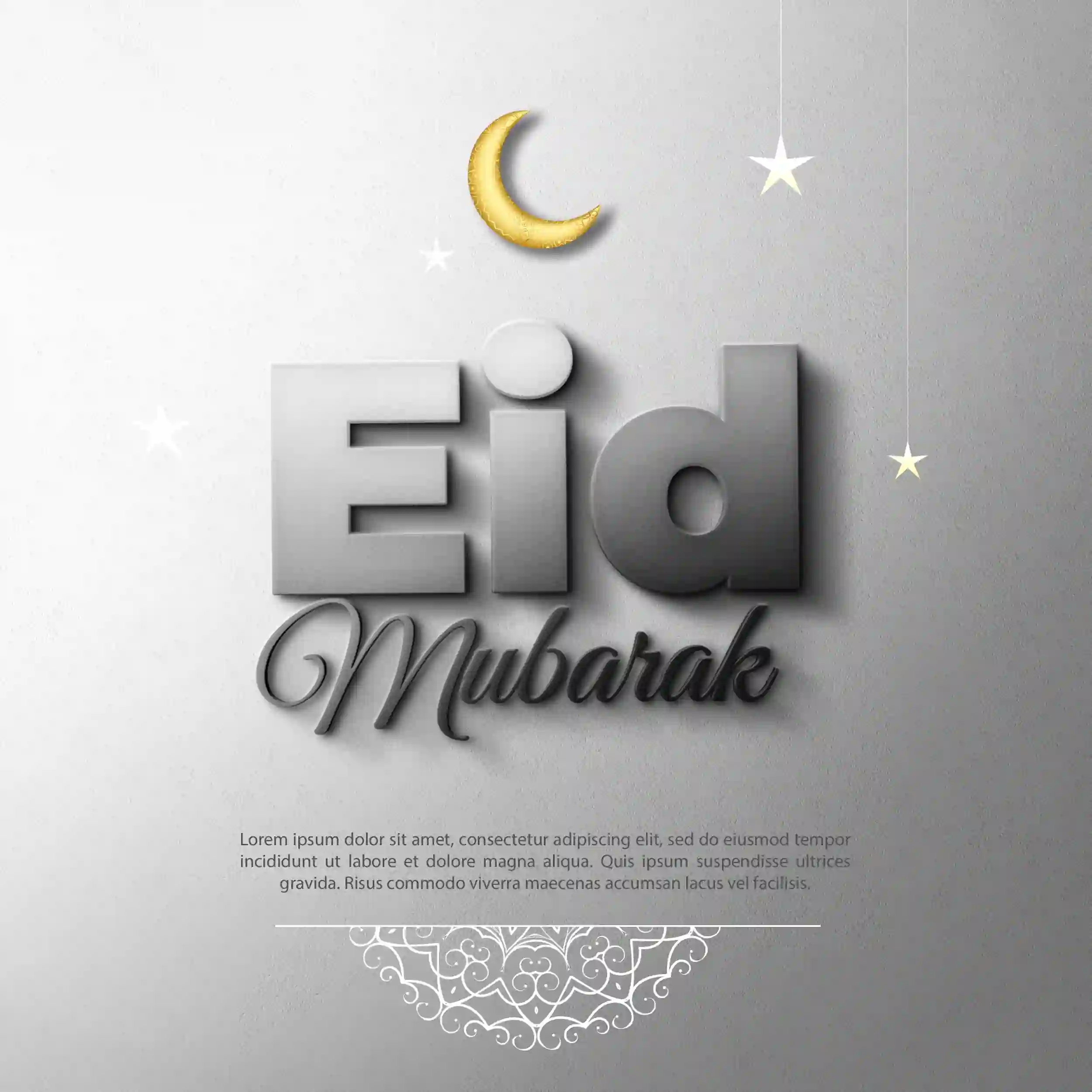 Eid Mubarak Social Media Greeting Banner With 3d Black Text PSD Free Download