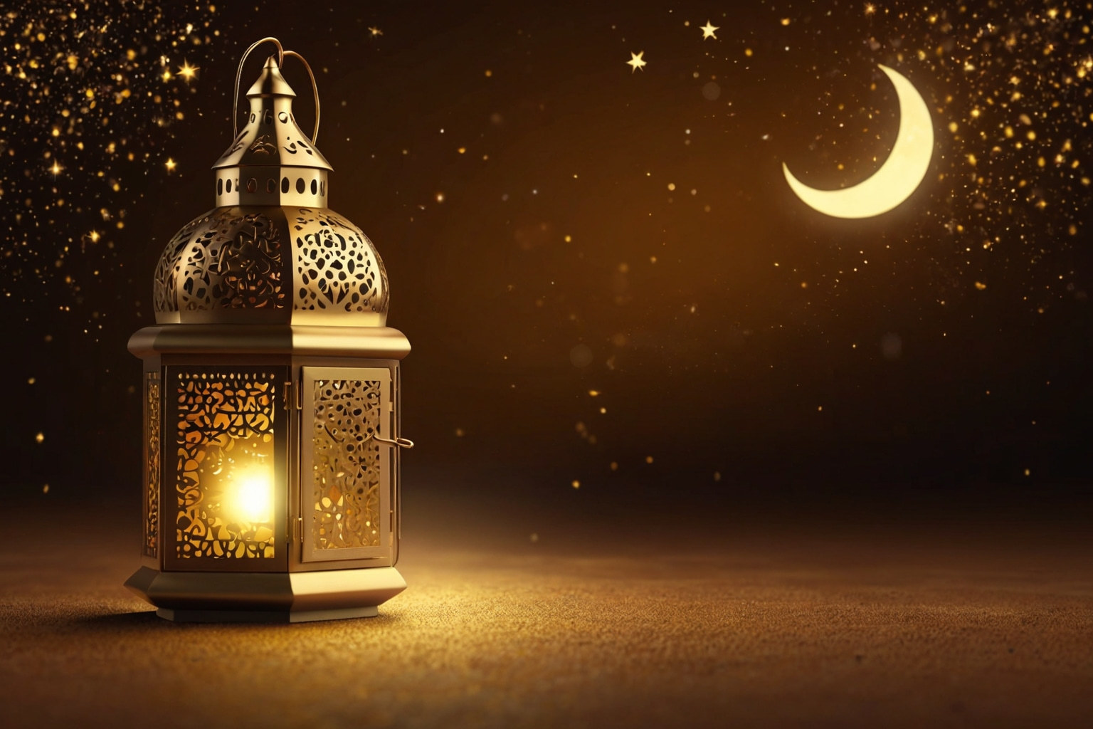 Golden Lantern Symbolized Islamic Background