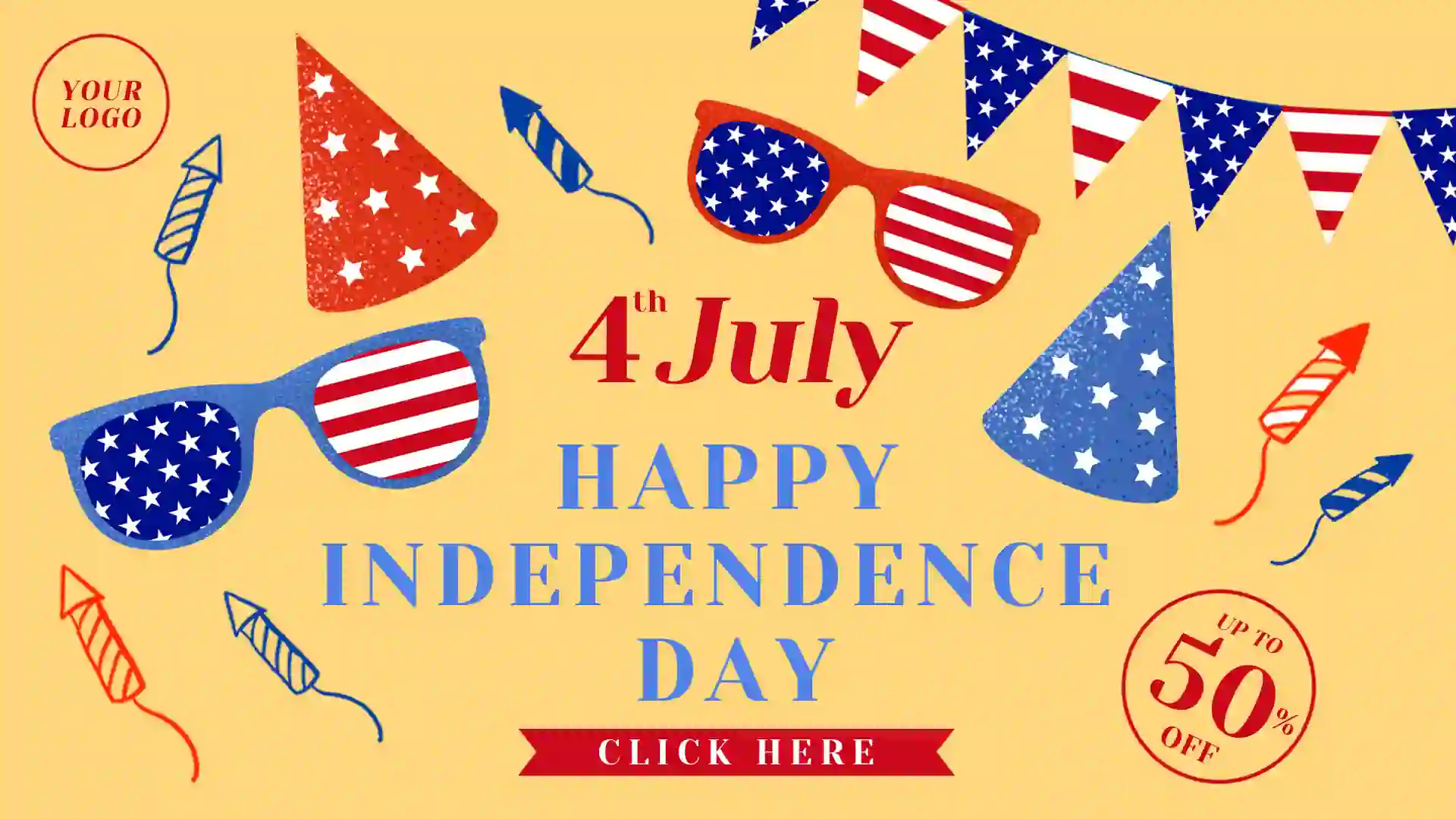 Hand Drawn American Independence Day Poster PSD Free Download