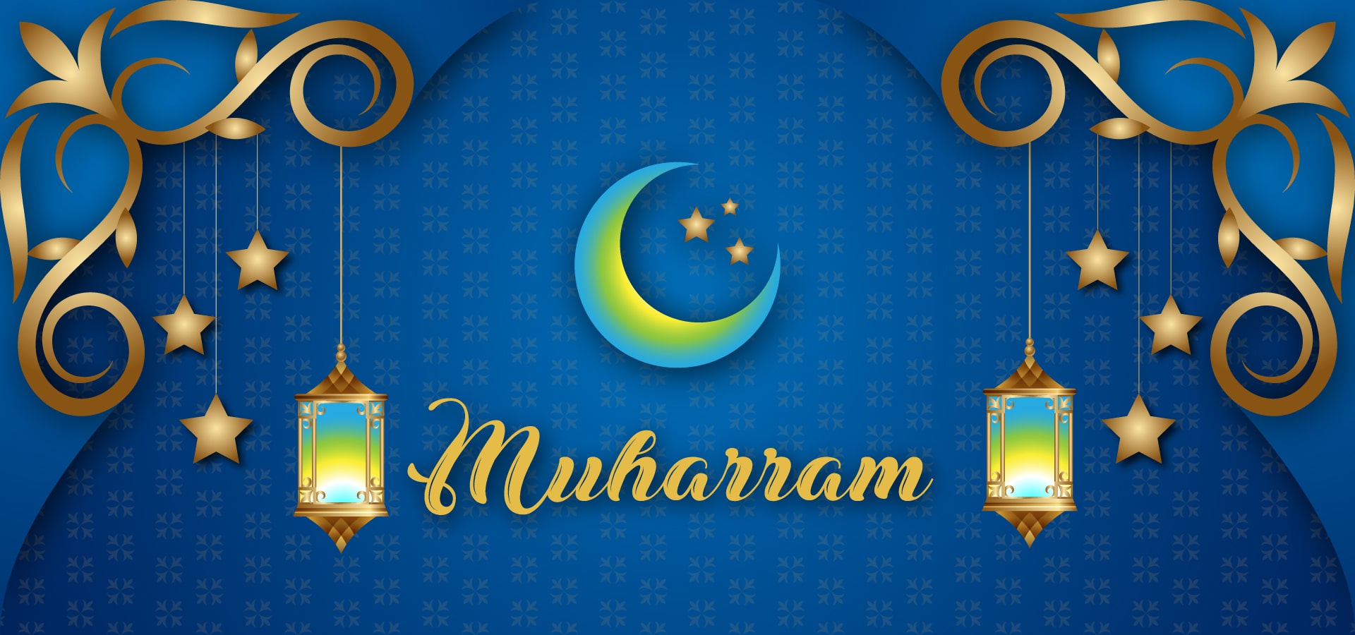 Happy Muharram Blue Background