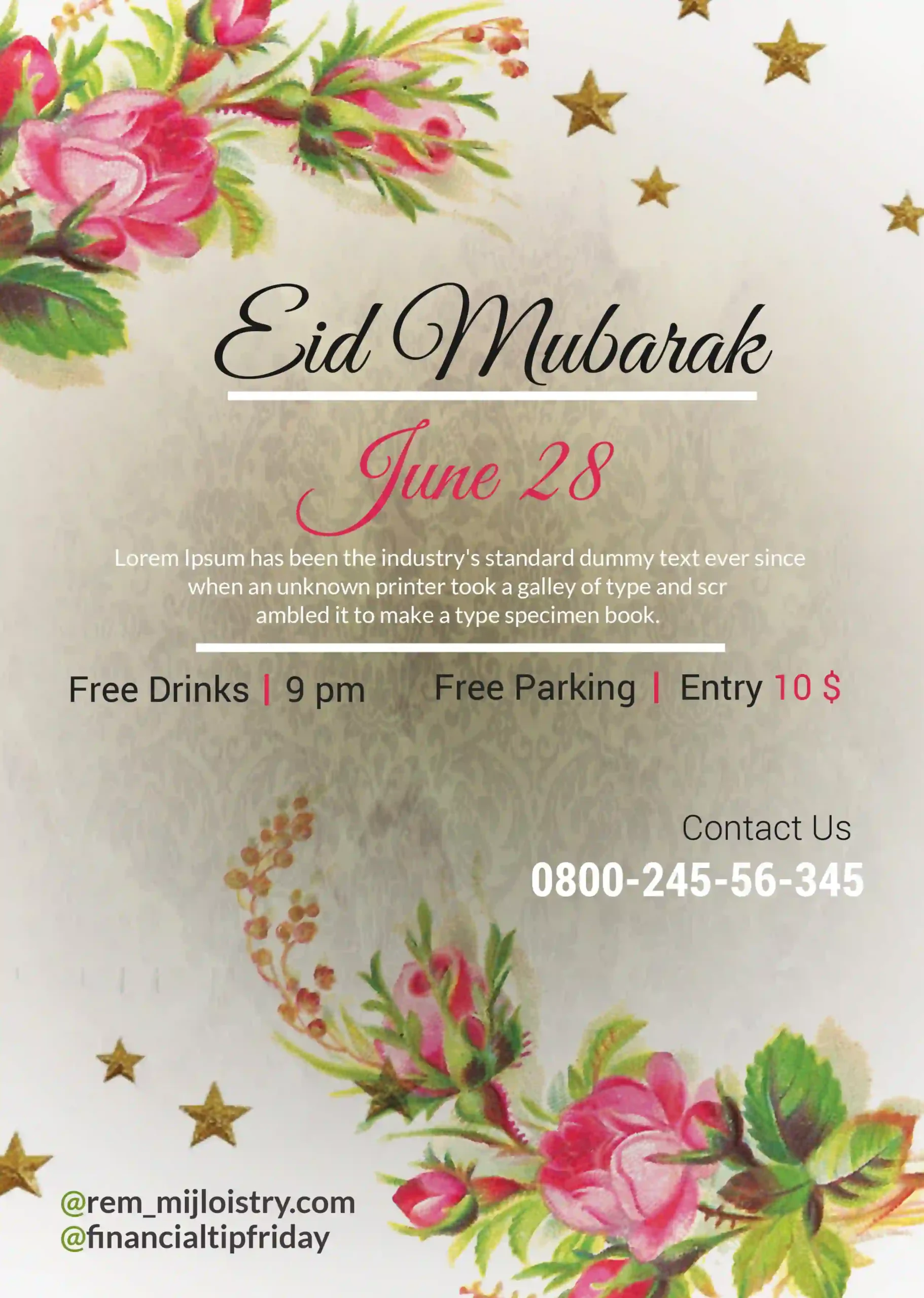 Islamic Festival Poster Template Design With Floral And PSD Free Download