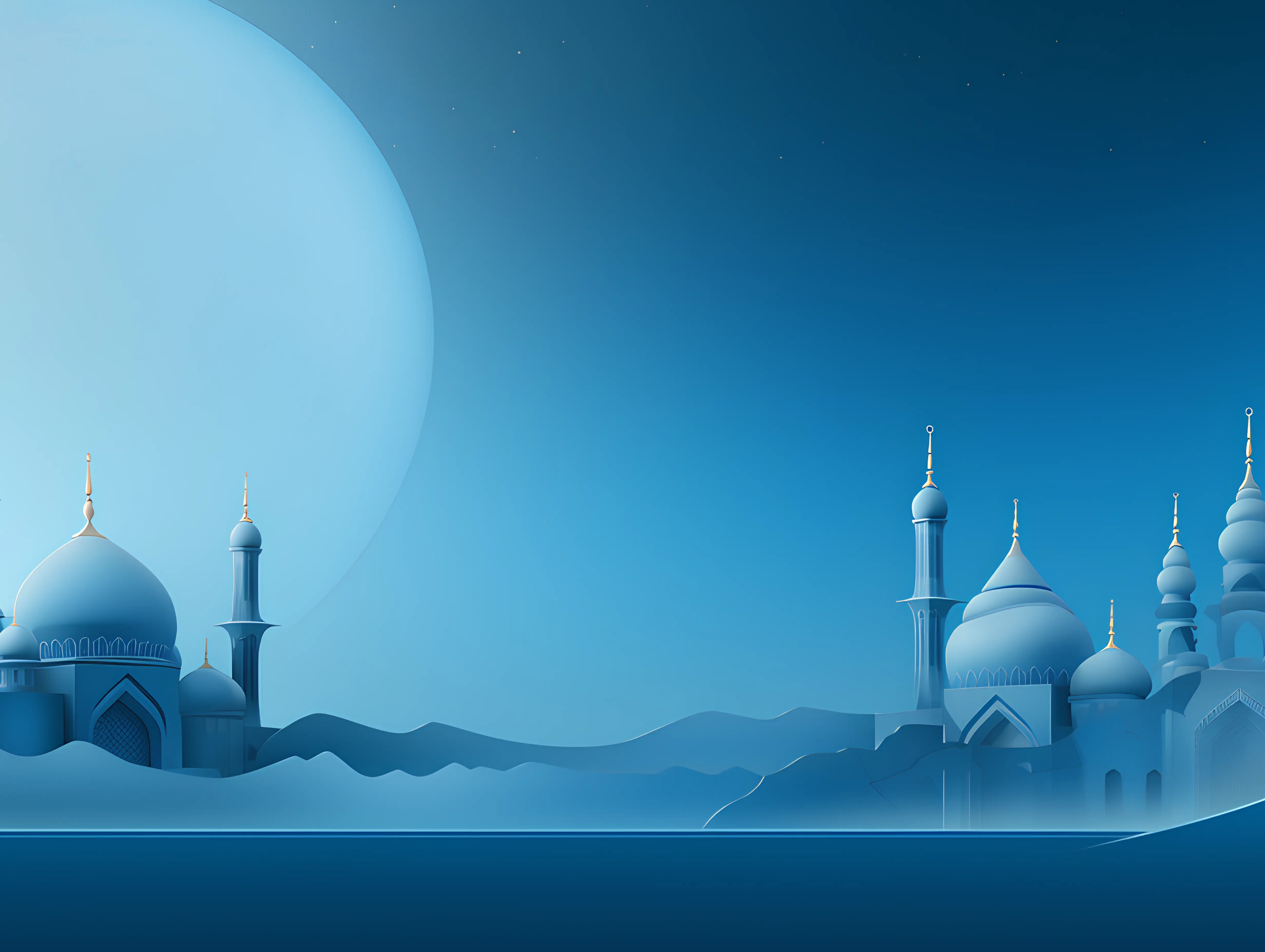 Islamic Mosque With Blue Background