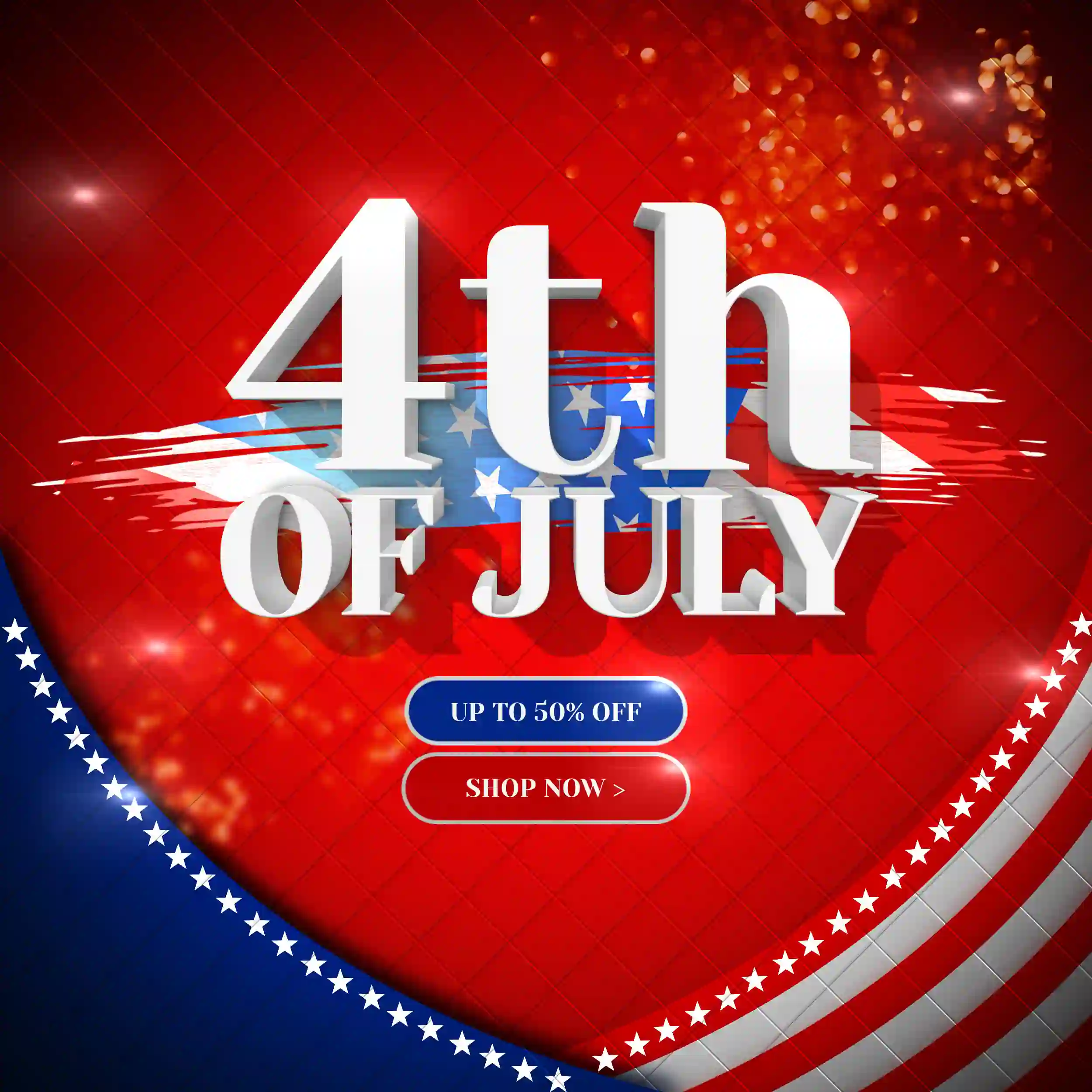 Red And Blue Color 4th July Banner PSD Free Download