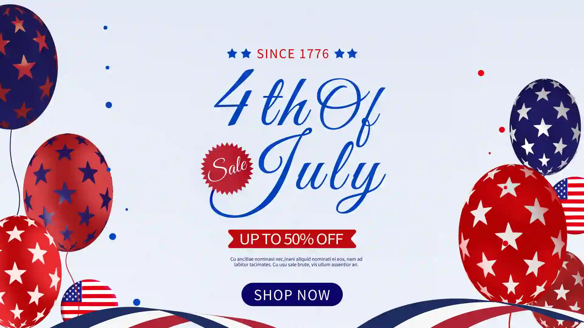 Star Balloon American Independence Day Sale Banner PSD Free Download
